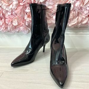 STUART WEITZMAN Black patent leather booties (size 7) never worn.
